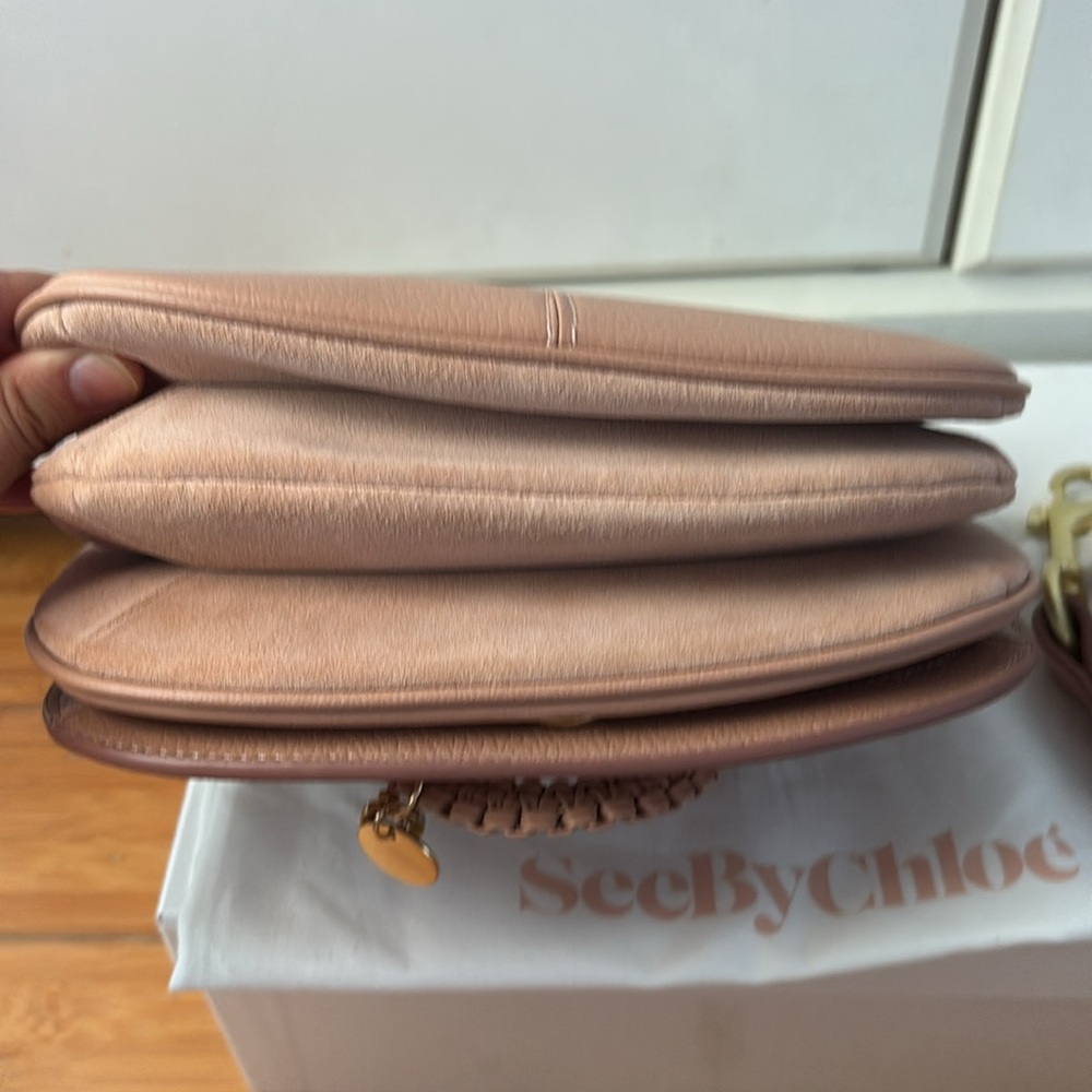 See By Chloe Pink Leather & Suede Crossbody Bag with Gold Ring - Picture 7 of 14